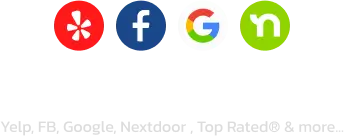MrJunk® Social Media Review Graphics for Yelp FaceBook Google and Nextdoor and their logos